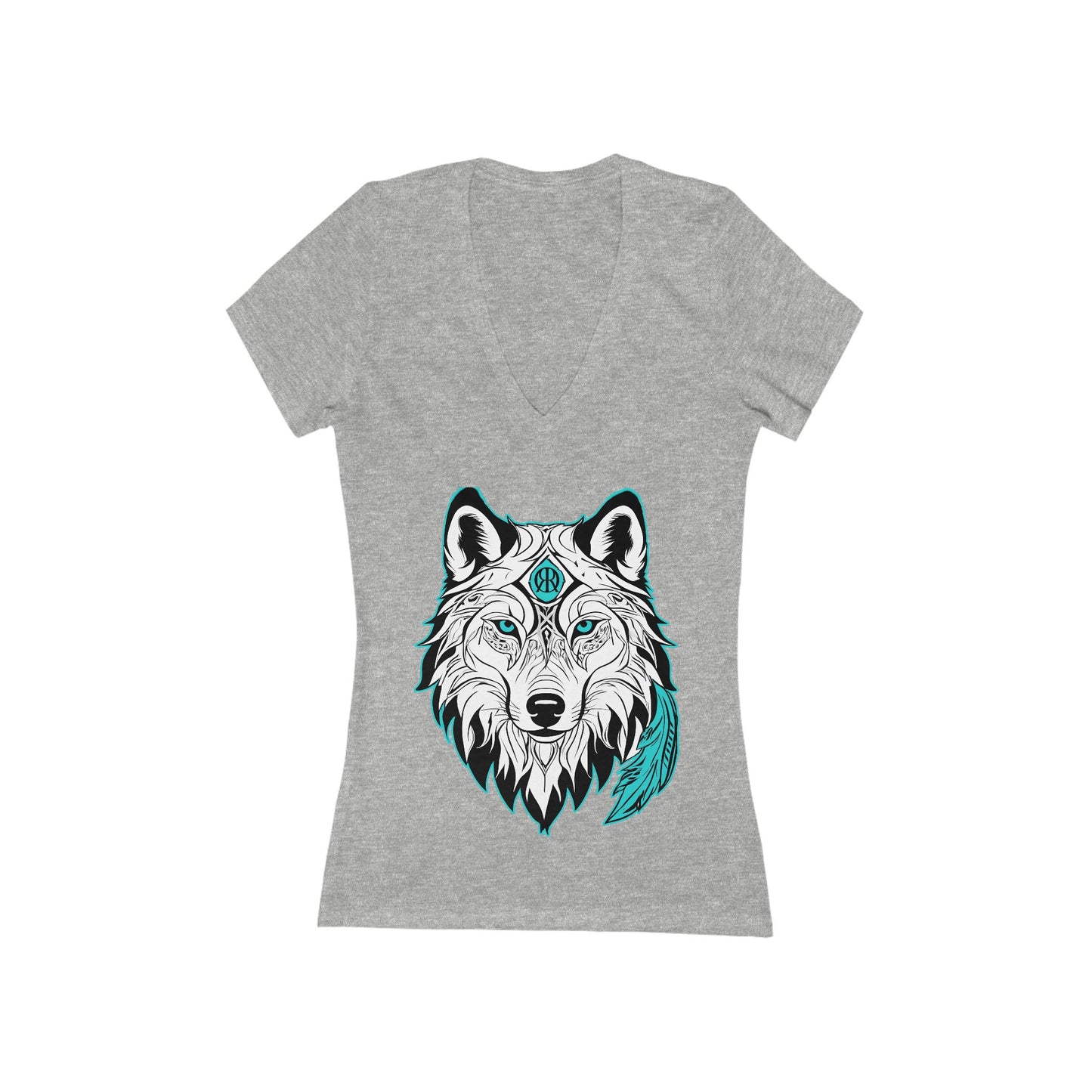 Wolf Graphic Deep V-Neck Tee for Women, Boho Shirt, Animal Lover Gift, Casual Wear, Unique Graphic Tee