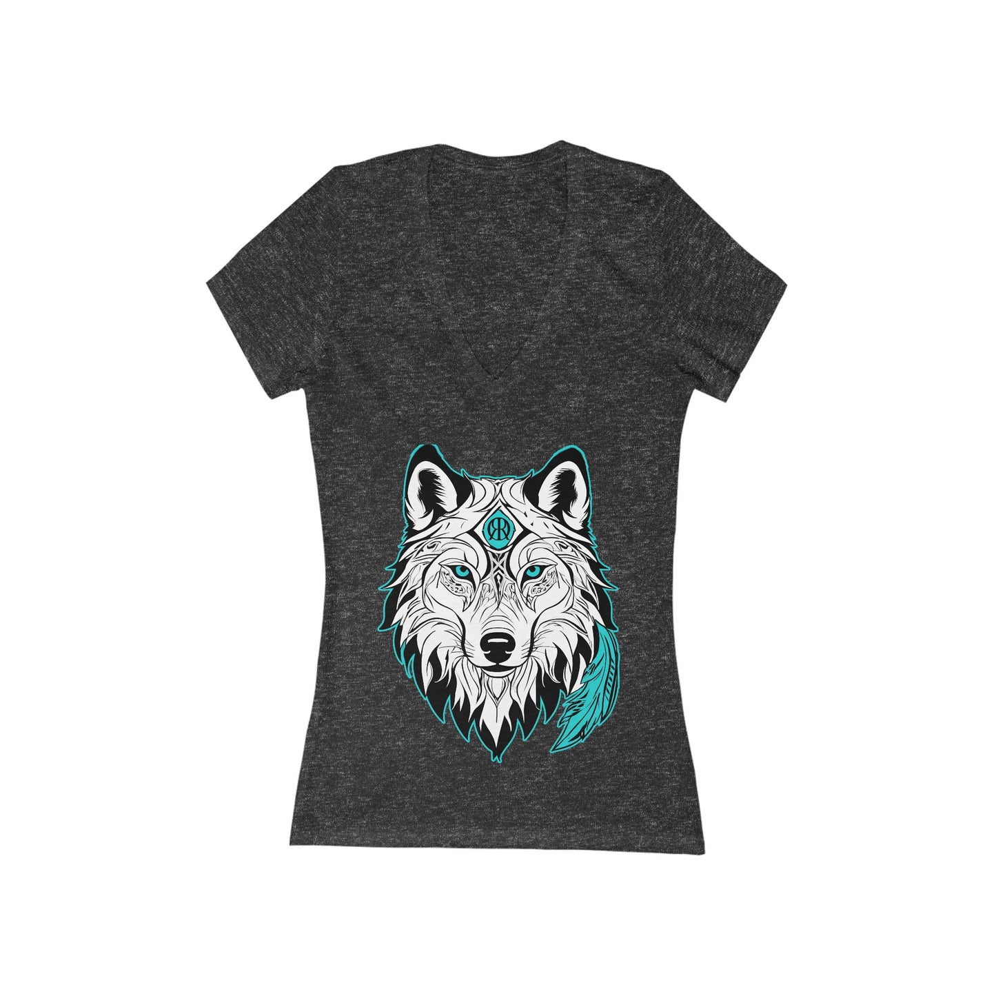 Wolf Graphic Deep V-Neck Tee for Women, Boho Shirt, Animal Lover Gift, Casual Wear, Unique Graphic Tee