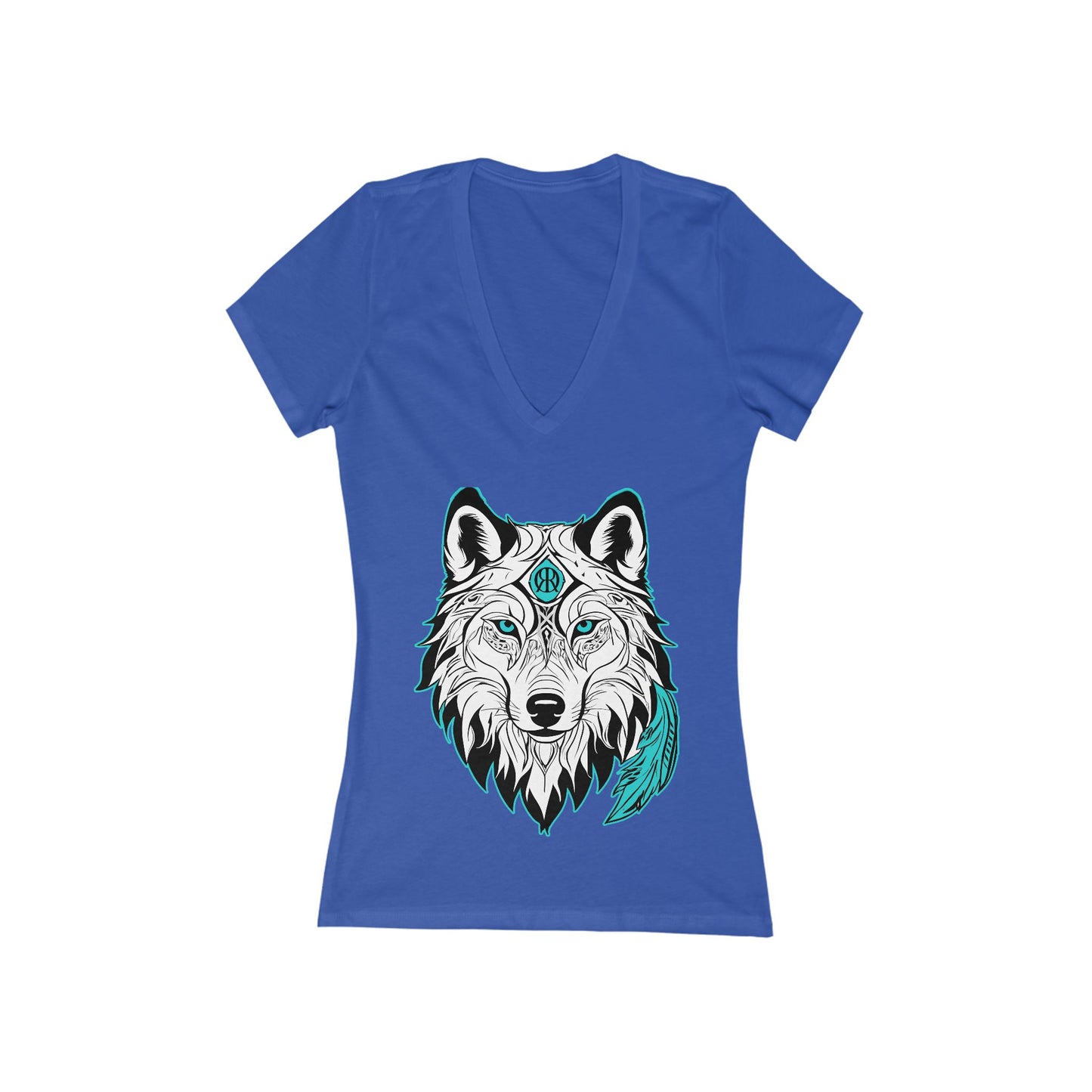 Wolf Graphic Deep V-Neck Tee for Women, Boho Shirt, Animal Lover Gift, Casual Wear, Unique Graphic Tee