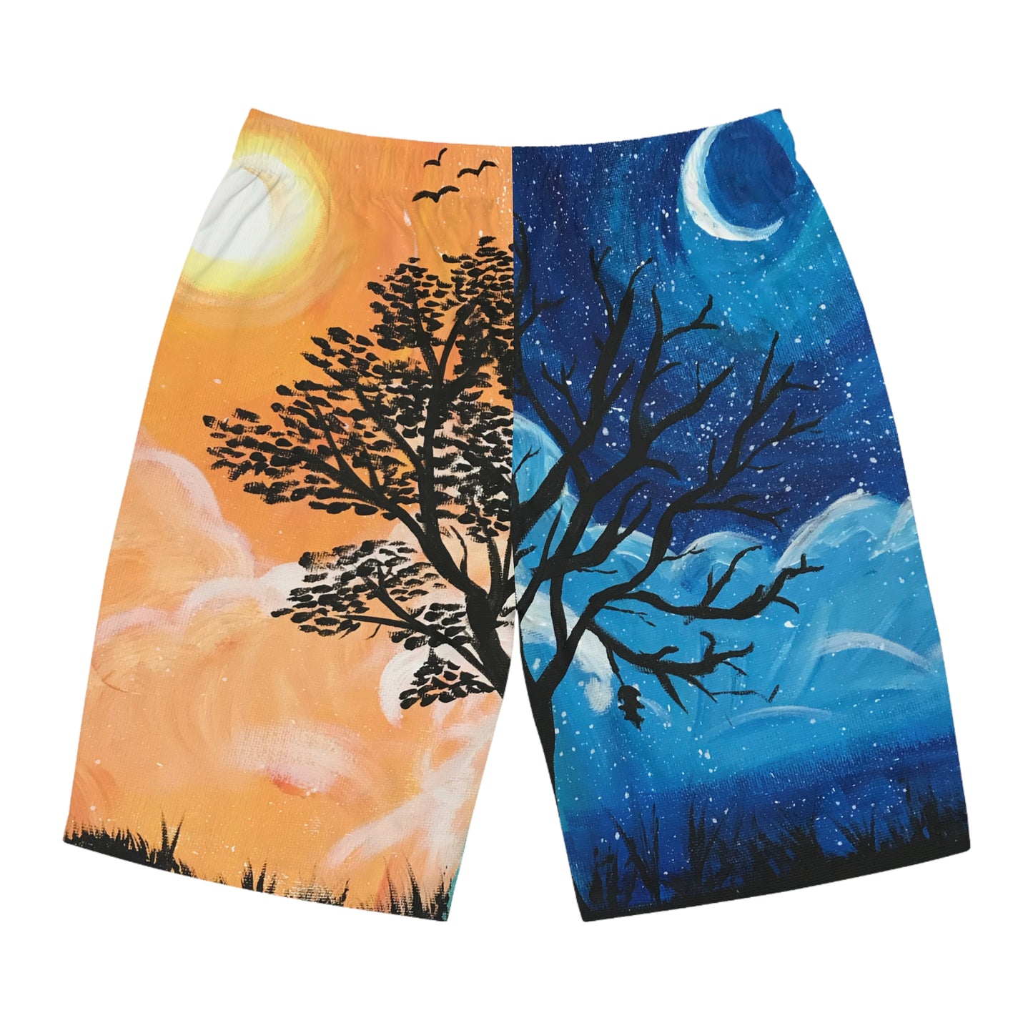 Artistic Men's Board Shorts - Colorful Tree Design, Beachwear, Summer Swim Trunks, Vacation Essentials, Festival Style, Gift Idea