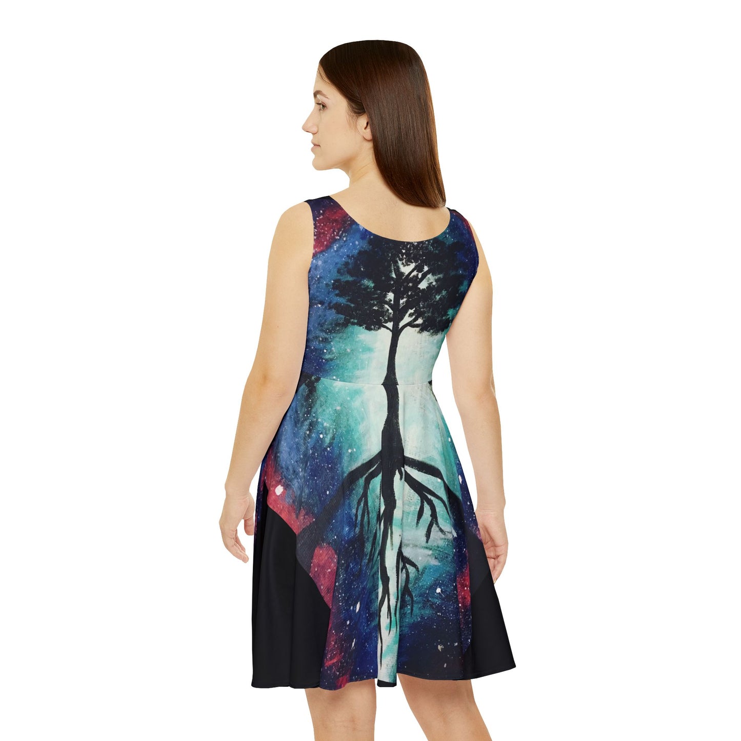 Cosmic Valkyrie Skater Dress, Space Themed Dress, Women's Galactic Dress, Fantasy Fashion, Unique Summer Dress