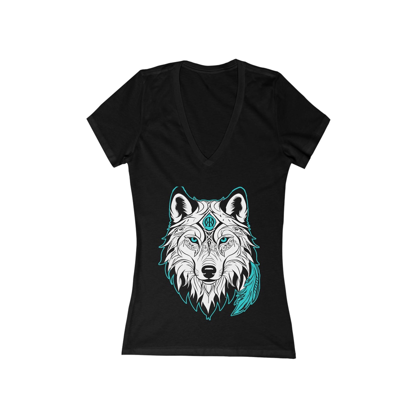 Wolf Graphic Deep V-Neck Tee for Women, Boho Shirt, Animal Lover Gift, Casual Wear, Unique Graphic Tee